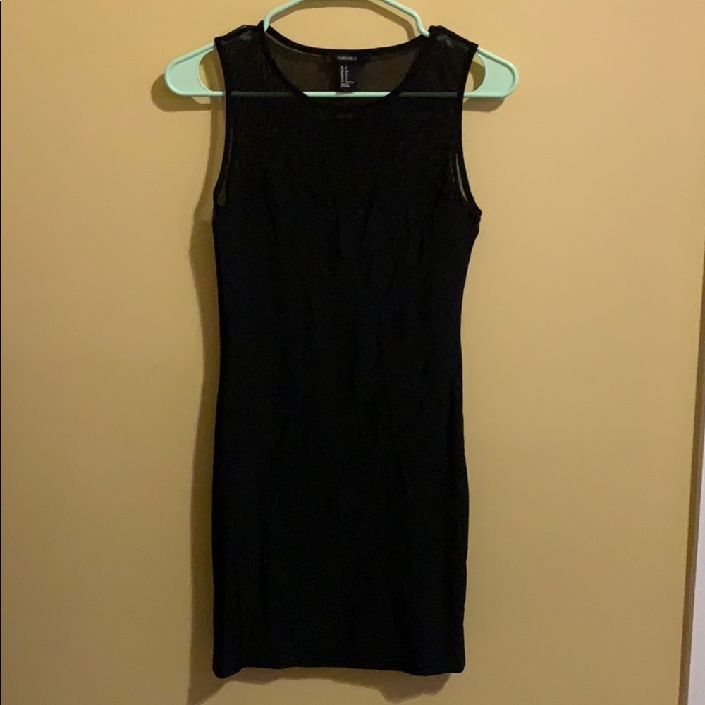 Small Black Dress with Mesh Neckline